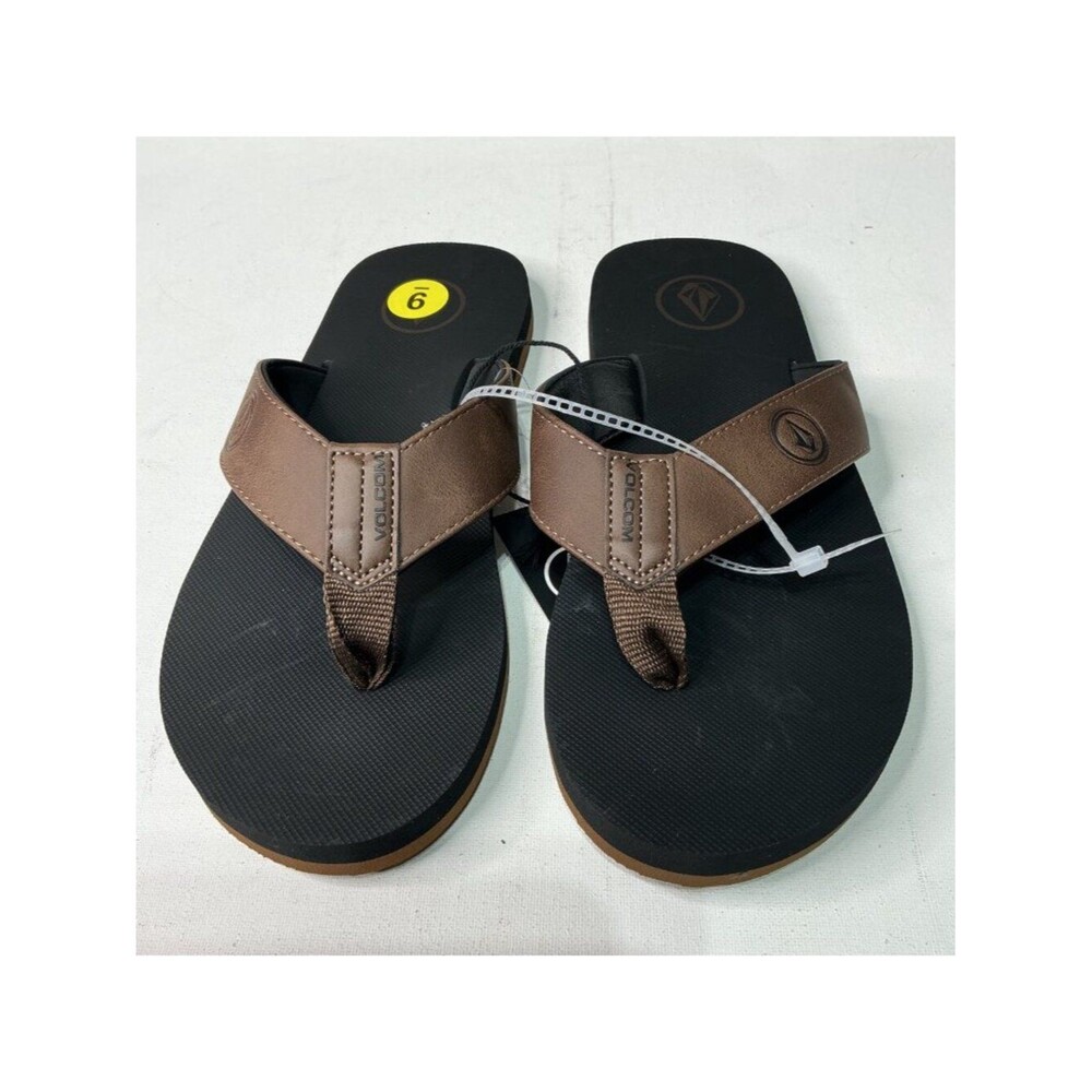Volcom Recliner Sandals Mens Size 9 Brown With Black Sole Comfortable Flip-Flops